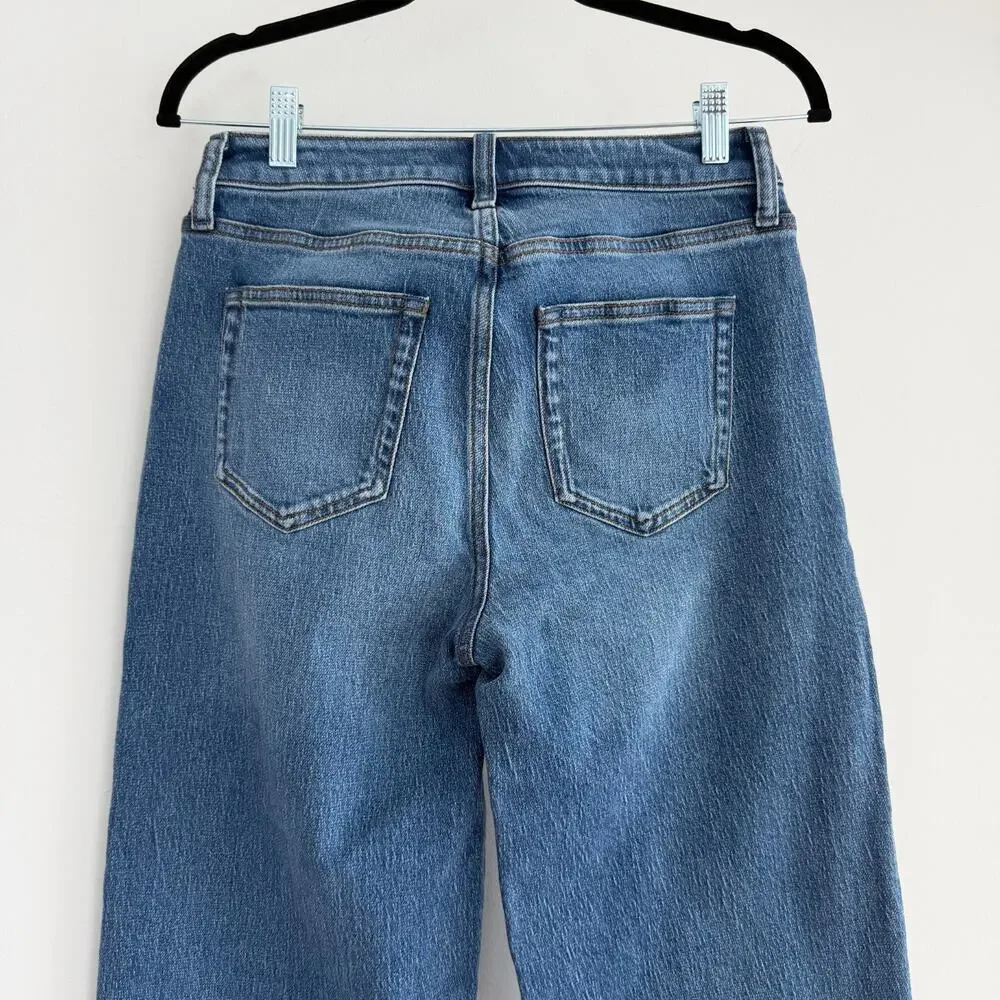 Quince Bella Jeans Womens 27 High Rise Relaxed Straight Stretch Denim Atlantic - Picture 6 of 12